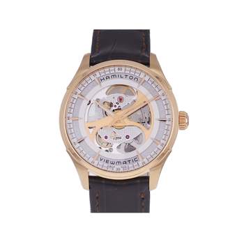 Montre d'occasion HAMILTON Jazzmaster Viewmatic Skeleton homme automatique bracelet cuir d'origine