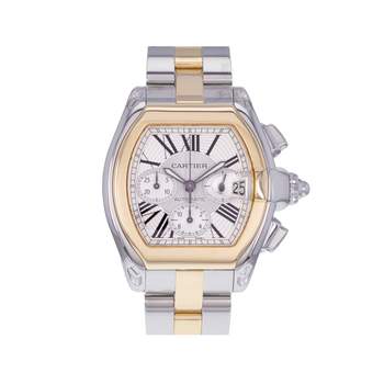 Montre d'occasion CARTIER Roadster homme automatique bracelet or jaune 750/000 et acier