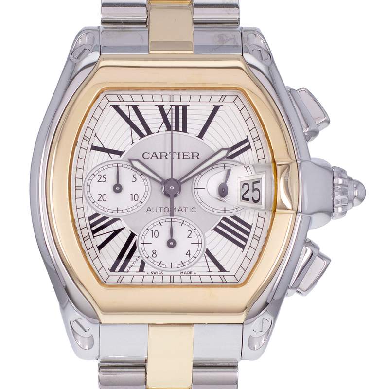 Montre d'occasion CARTIER Roadster homme automatique bracelet or jaune 750/000 et acier - vue D1