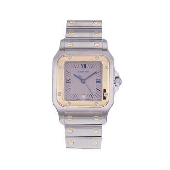 Montre d'occasion CARTIER Santos Galbée Grand Modèle homme quartz bracelet or jaune 750/000 et acier