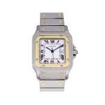 Montre d'occasion CARTIER Santos Carrée mixte automatique bracelet or jaune 750/000 et acier - vue 1