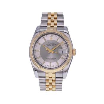 Montre d'occasion ROLEX DateJust 36 mixte mouvement automatique certifié (cosc) bracelet or jaune 750/000 et acier
