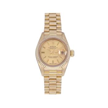 Montre d'occasion ROLEX DateJust Lady femme mouvement automatique certifié (cosc) bracelet or jaune 750/000