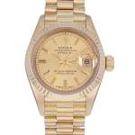 Montre d'occasion ROLEX DateJust Lady femme mouvement automatique certifié (cosc) bracelet or jaune 750/000 - vue D1