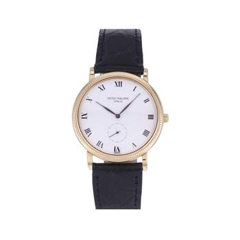 Montre d'occasion PATEK PHILIPPE Calatrava homme mécanique bracelet cuir cresus