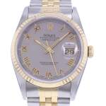 Montre d'occasion ROLEX DateJust 36 homme mouvement automatique certifié (cosc) bracelet or jaune 750/000 et acier - vue D1