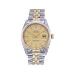 Montre d'occasion ROLEX DateJust Vintage homme mouvement automatique certifié (cosc) bracelet or jaune 750/000 et acier - vue 1