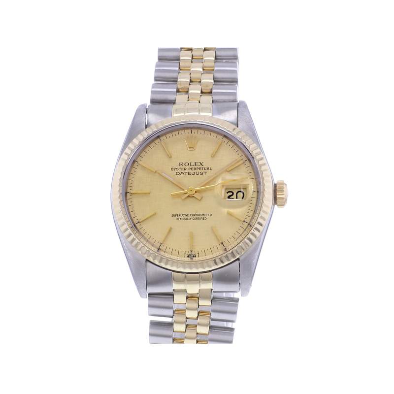Montre d'occasion ROLEX DateJust Vintage homme mouvement automatique certifié (cosc) bracelet or jaune 750/000 et acier - vue 1