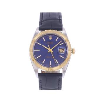 Montre d'occasion ROLEX DateJust Turn-O-Graph homme mouvement automatique certifié (cosc) bracelet cuir cresus