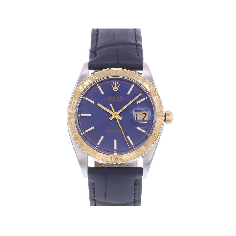 Montre d'occasion ROLEX DateJust Turn-O-Graph homme mouvement automatique certifié (cosc) bracelet cuir cresus - vue 1