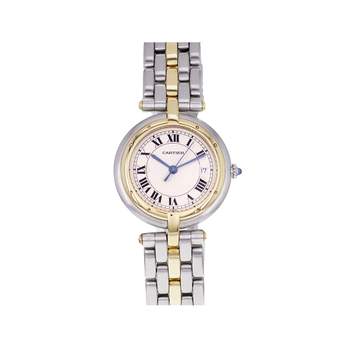 Montre d'occasion CARTIER Panthère Ronde femme quartz bracelet or jaune 750/000 et acier
