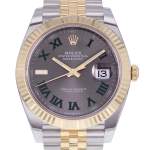 Montre d'occasion ROLEX DateJust 41 Wimbledon homme mouvement automatique certifié (cosc) bracelet or jaune 750/000 et acier - vue D1