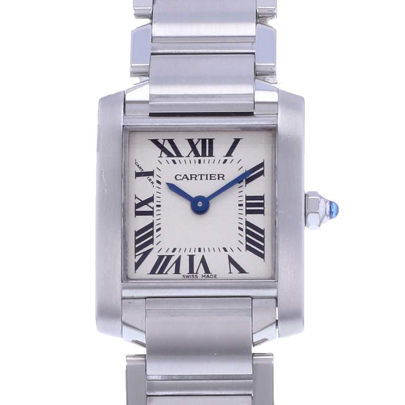 Montre d'occasion CARTIER Tank Française 20mm femme quartz bracelet acier - vue D1