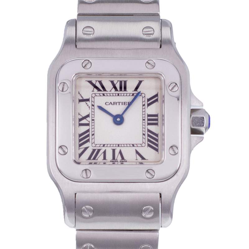 Montre d'occasion CARTIER Santos Galbée femme quartz bracelet acier - vue D1