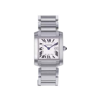 Montre d'occasion CARTIER Tank Française 25mm femme quartz bracelet acier