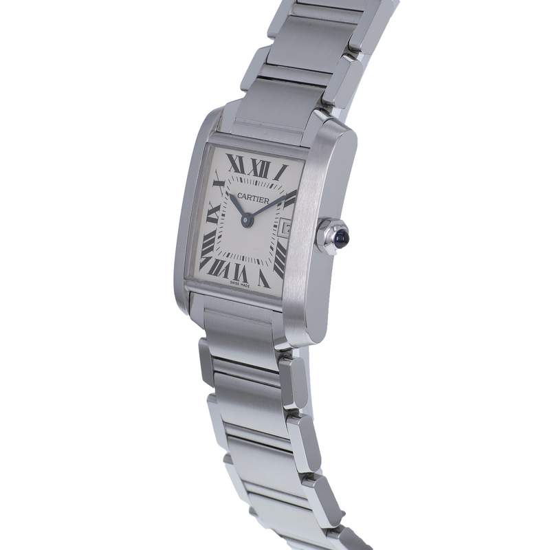 Montre d'occasion CARTIER Tank Française 25mm femme quartz bracelet acier - vue D2