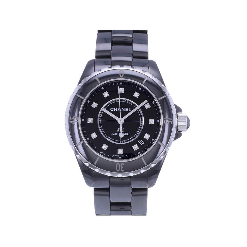 Montre d'occasion CHANEL J12 38 mm Index diamants femme automatique bracelet céramique - vue 1