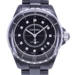 Montre d'occasion CHANEL J12 38 mm Index diamants femme automatique bracelet céramique - vue D1