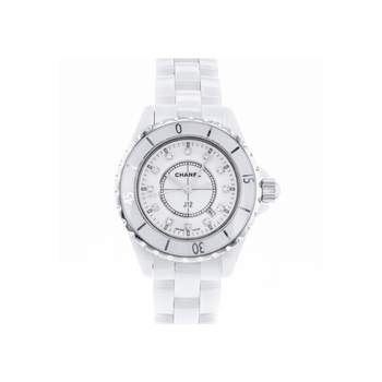 Montre d'occasion CHANEL J12 33 mm Index diamants femme quartz bracelet céramique