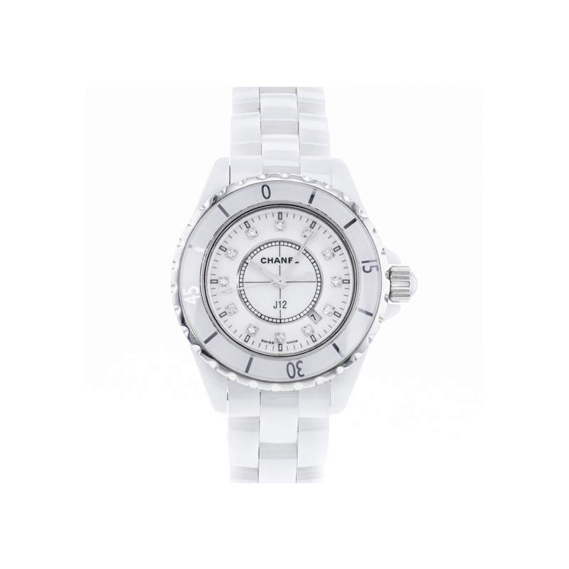 Montre d'occasion CHANEL J12 33 mm Index diamants femme quartz bracelet céramique - vue 1