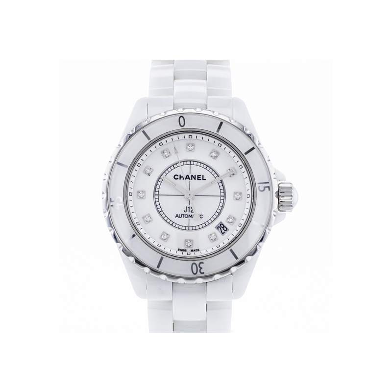 Montre d'occasion CHANEL J12 38 mm Index diamants femme automatique bracelet céramique - vue 1