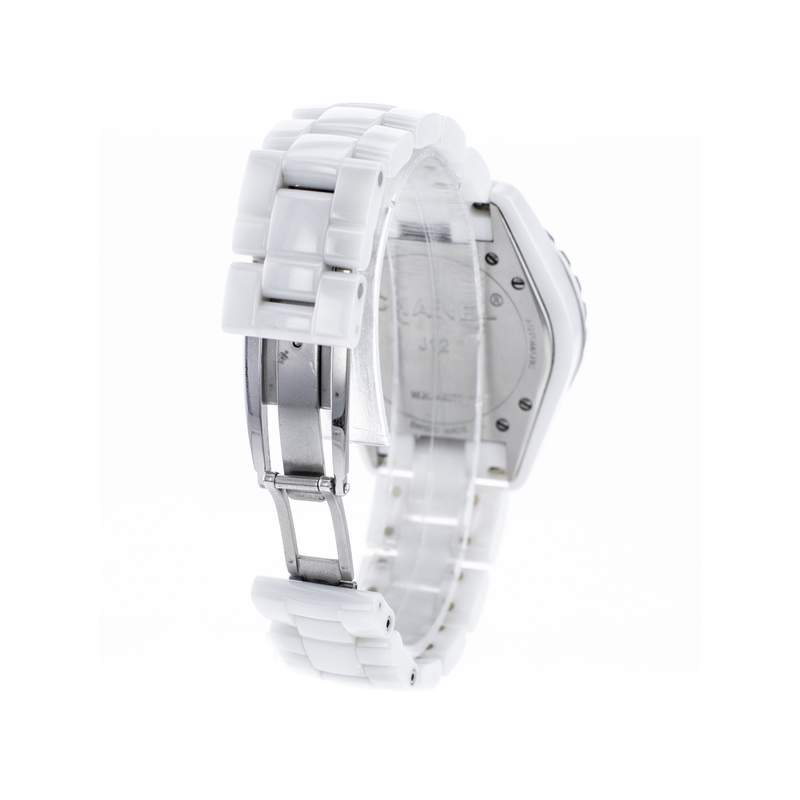 Montre d'occasion CHANEL J12 38 mm Index diamants femme automatique bracelet céramique - vue D4