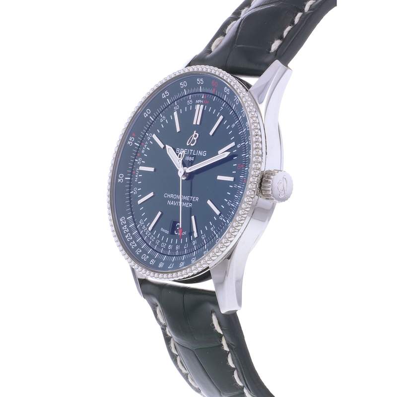 Montre d'occasion BREITLING Navitimer homme mouvement automatique certifié (cosc) bracelet cuir d'origine - vue D2