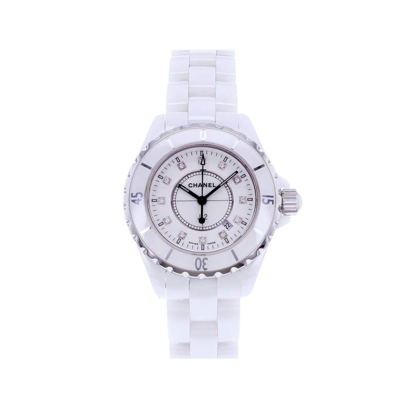 Montre d'occasion CHANEL J12 33 mm Index diamants femme quartz bracelet céramique - vue 1