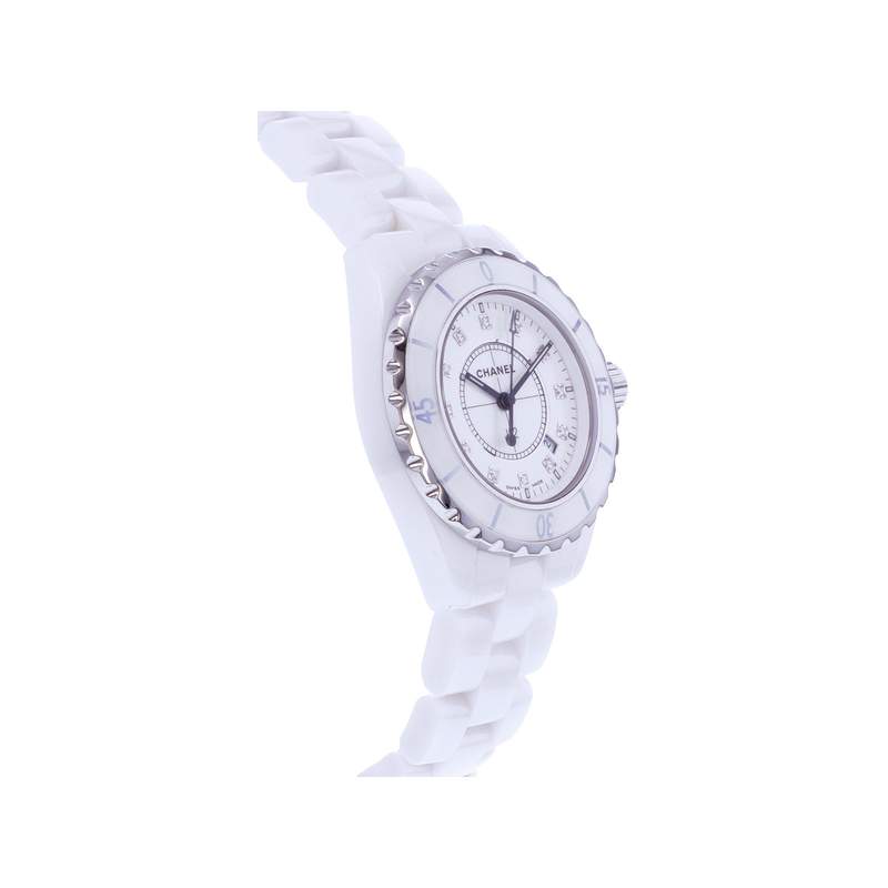 Montre d'occasion CHANEL J12 33 mm Index diamants femme quartz bracelet céramique - vue 2