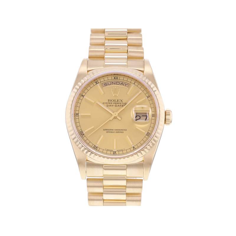 Montre d'occasion ROLEX Day-Date Or jaune homme mouvement automatique certifié (cosc) bracelet or jaune 750/000 - vue 1