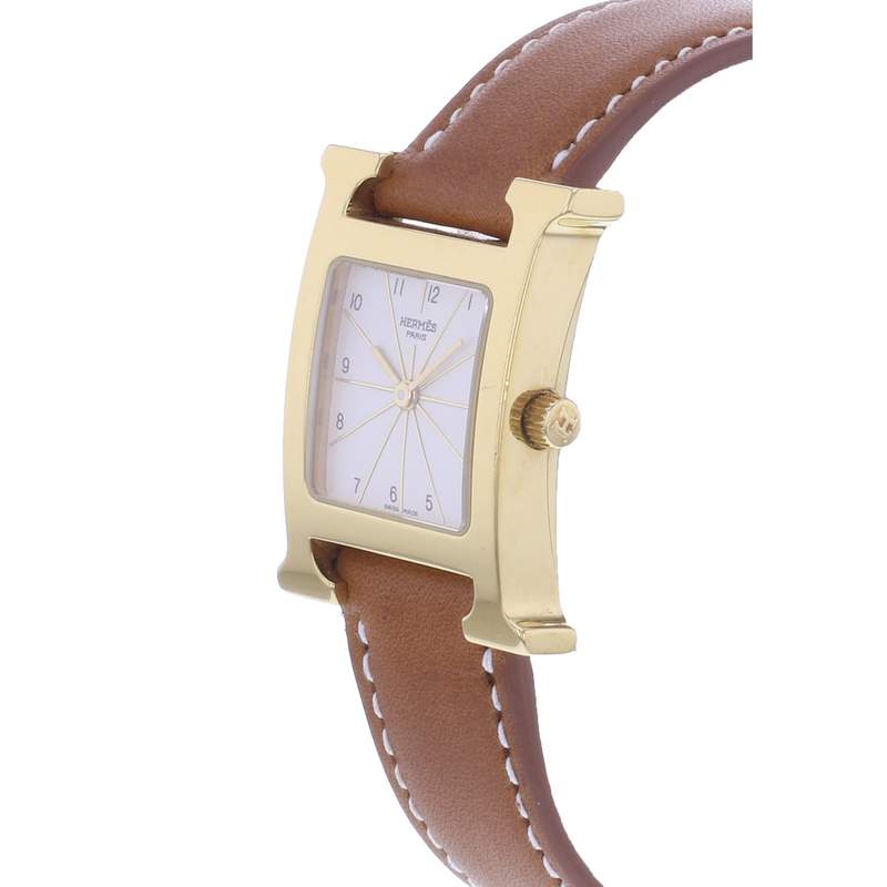 Montre d'occasion HERMES Heure H femme quartz bracelet cuir cresus - vue D2