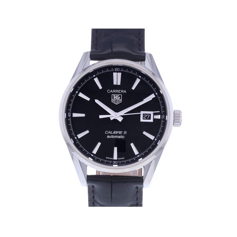 Montre d'occasion TAG HEUER Carrera Calibre 5 homme automatique bracelet cuir d'origine - vue 1