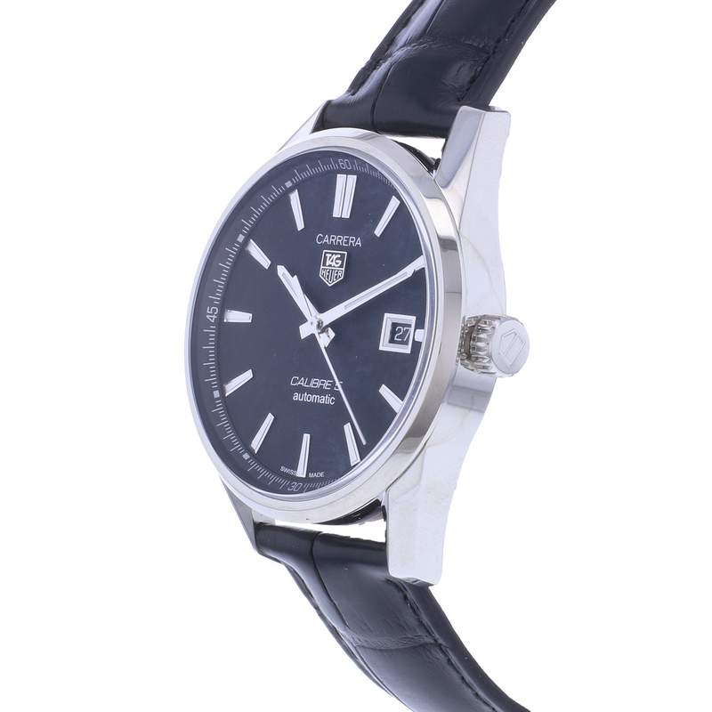 Montre d'occasion TAG HEUER Carrera Calibre 5 homme automatique bracelet cuir d'origine - vue D2
