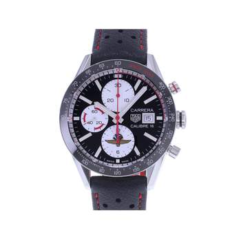 Montre d'occasion TAG HEUER Carrera Chronographe Calibre 16 homme automatique bracelet cuir d'origine