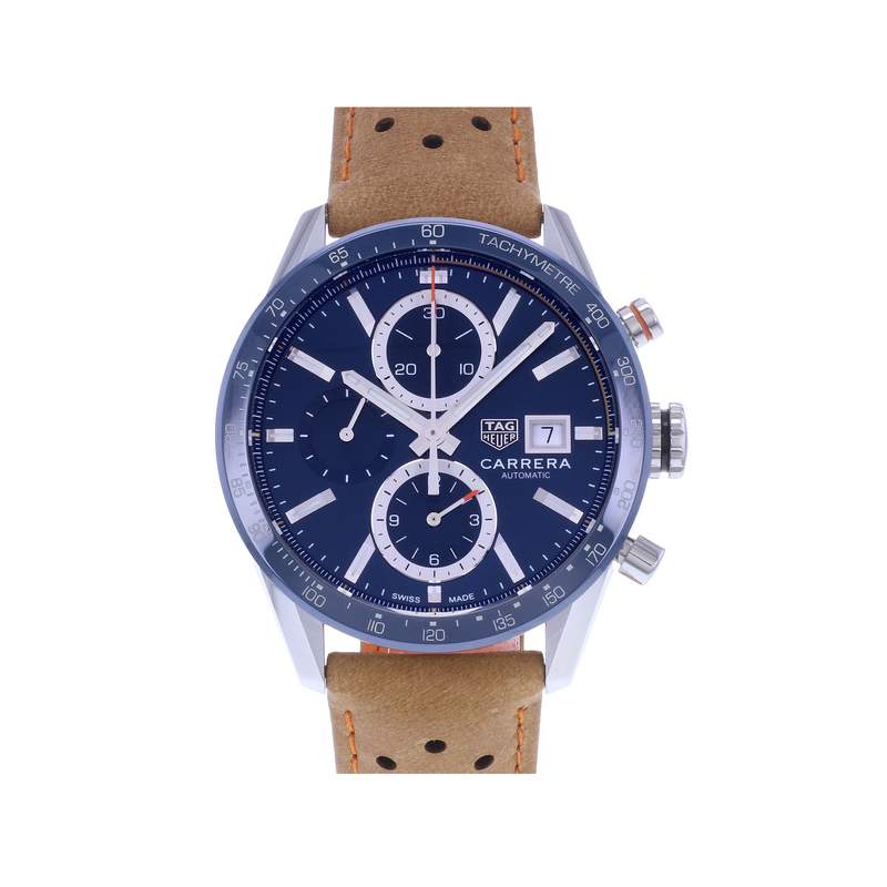 Montre d'occasion TAG HEUER Carrera Chronographe Calibre 16 homme automatique bracelet cuir d'origine - vue 1