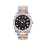 Montre d'occasion ROLEX DateJust 36 Diamants femme mouvement automatique certifié (cosc) bracelet or jaune 750/000 et acier - vue 1