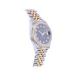 Montre d'occasion ROLEX DateJust 36 Diamants femme mouvement automatique certifié (cosc) bracelet or jaune 750/000 et acier - vue 2