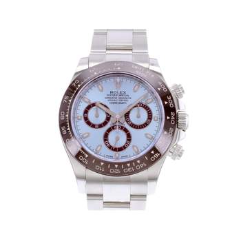 Montre d'occasion ROLEX Cosmograph Daytona Ice Blue homme mouvement automatique certifié (cosc) bracelet platine 950/1000