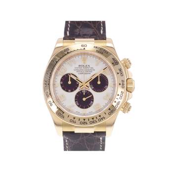 Montre d'occasion ROLEX Cosmograph Daytona Racing homme mouvement automatique certifié (cosc) bracelet cuir cresus