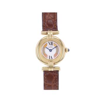 Montre d'occasion CARTIER Must Colisée femme quartz bracelet cuir d'origine