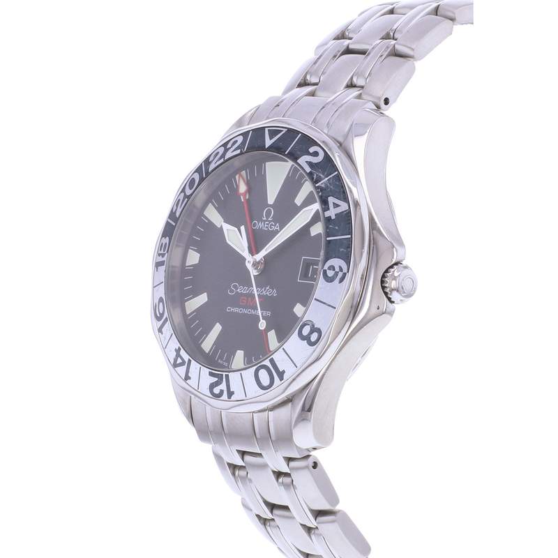 Montre d'occasion OMEGA Seamaster 300 GMT homme automatique bracelet acier - vue D2