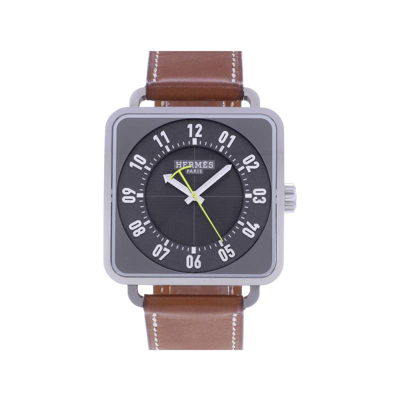 Montre d'occasion HERMES Carré H homme automatique bracelet cuir d'origine - vue 1