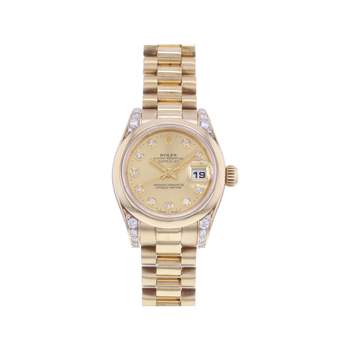 Montre d'occasion ROLEX DateJust Lady femme mouvement automatique certifié (cosc) bracelet or jaune 750/000