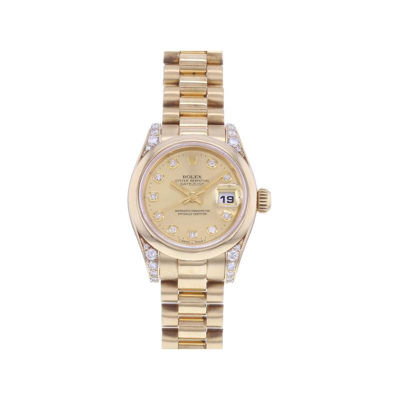 Montre d'occasion ROLEX DateJust Lady femme mouvement automatique certifié (cosc) bracelet or jaune 750/000 - vue 1