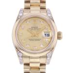 Montre d'occasion ROLEX DateJust Lady femme mouvement automatique certifié (cosc) bracelet or jaune 750/000 - vue D1