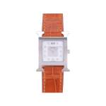 Montre d'occasion HERMES Heure H Index diamants femme quartz bracelet cuir d'origine - vue 1