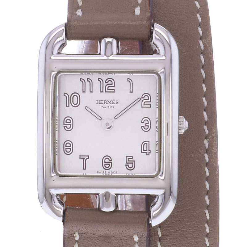 Montre d'occasion HERMES Cape Cod femme quartz bracelet cuir d'origine - vue D1
