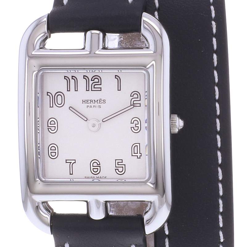 Montre d'occasion HERMES Cape Cod 23mm femme quartz bracelet cuir cresus - vue D1