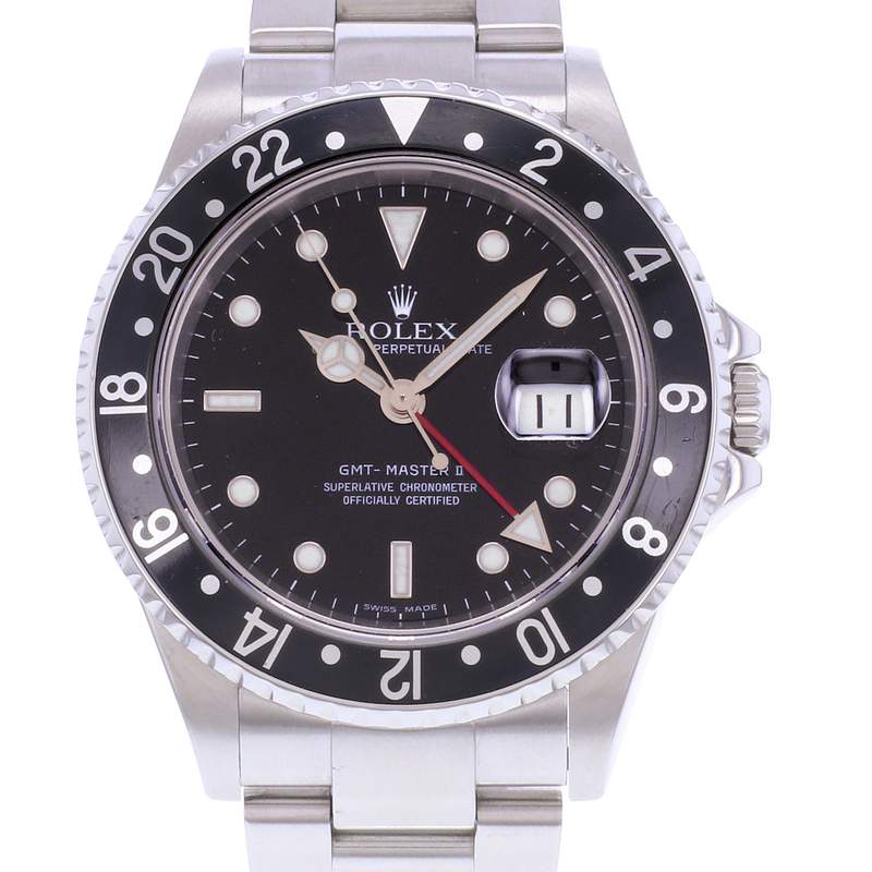 Montre d'occasion ROLEX GMT-Master II homme mouvement automatique certifié (cosc) bracelet acier - vue D1