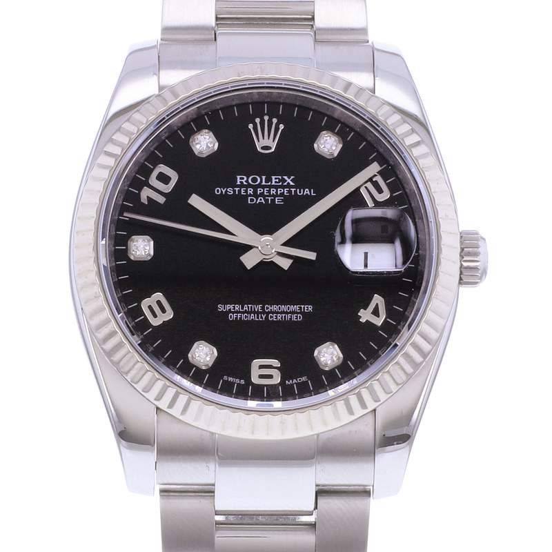 Montre d'occasion ROLEX Date Index diamants femme mouvement automatique certifié (cosc) bracelet acier - vue D1